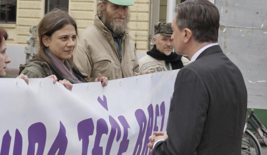 Andreja Slameršek  at protest © Ludvik Rogan